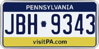 PA license plate JBH9343