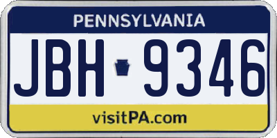 PA license plate JBH9346