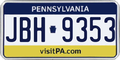 PA license plate JBH9353