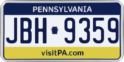 PA license plate JBH9359