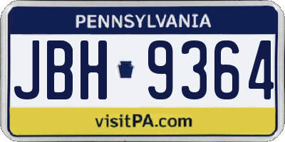 PA license plate JBH9364