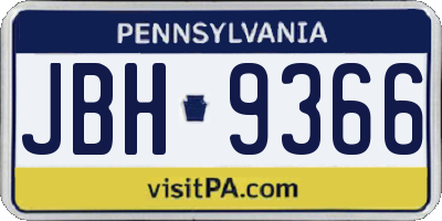 PA license plate JBH9366