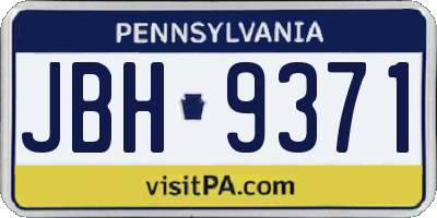 PA license plate JBH9371