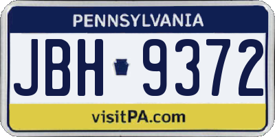 PA license plate JBH9372