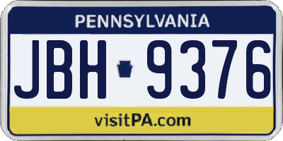 PA license plate JBH9376