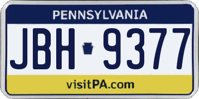 PA license plate JBH9377