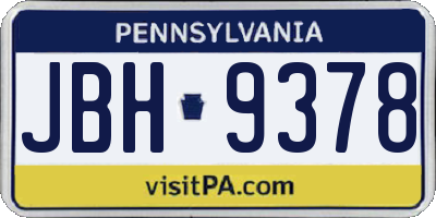 PA license plate JBH9378