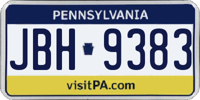 PA license plate JBH9383