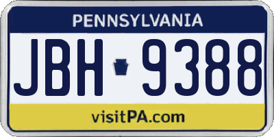 PA license plate JBH9388