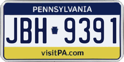 PA license plate JBH9391