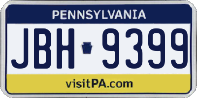 PA license plate JBH9399