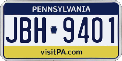 PA license plate JBH9401