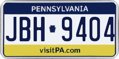 PA license plate JBH9404