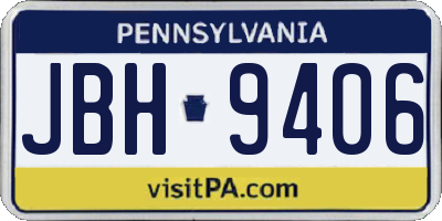 PA license plate JBH9406