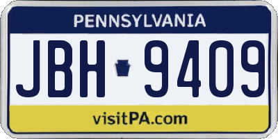 PA license plate JBH9409