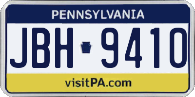 PA license plate JBH9410