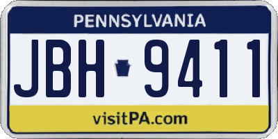 PA license plate JBH9411