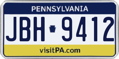 PA license plate JBH9412