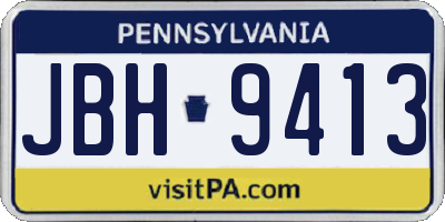 PA license plate JBH9413