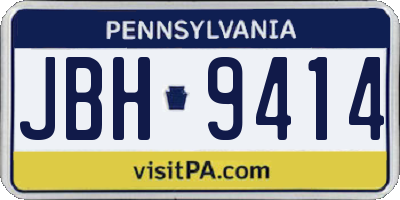 PA license plate JBH9414