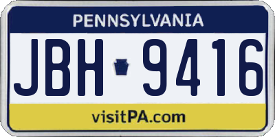 PA license plate JBH9416