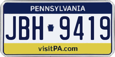 PA license plate JBH9419