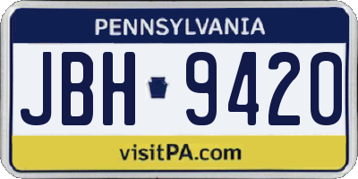 PA license plate JBH9420