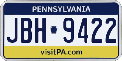 PA license plate JBH9422