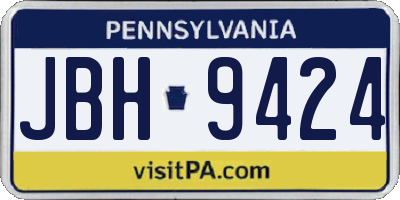 PA license plate JBH9424