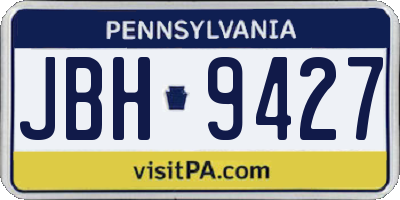 PA license plate JBH9427