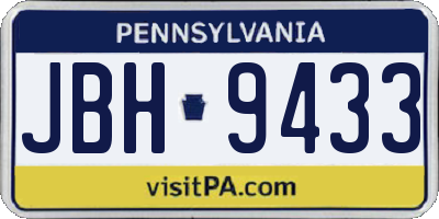 PA license plate JBH9433