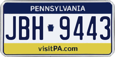 PA license plate JBH9443