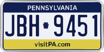 PA license plate JBH9451