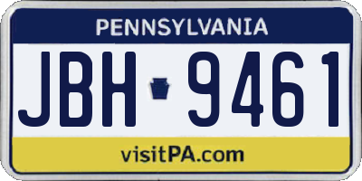 PA license plate JBH9461