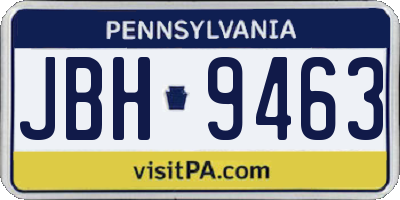 PA license plate JBH9463