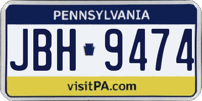 PA license plate JBH9474