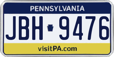 PA license plate JBH9476