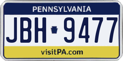 PA license plate JBH9477