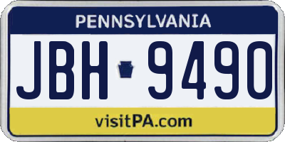 PA license plate JBH9490