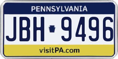 PA license plate JBH9496