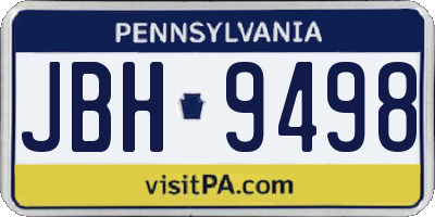 PA license plate JBH9498