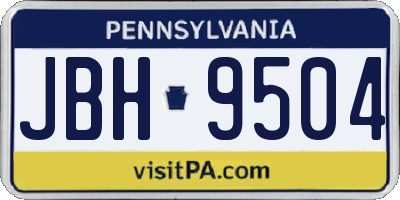 PA license plate JBH9504