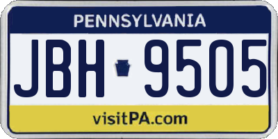 PA license plate JBH9505