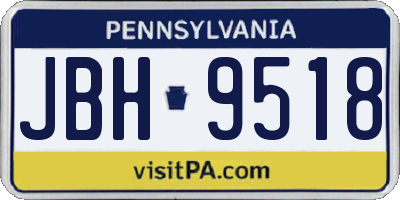 PA license plate JBH9518