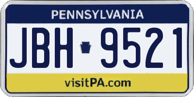 PA license plate JBH9521