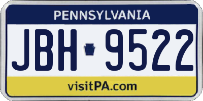 PA license plate JBH9522