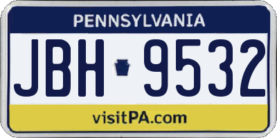 PA license plate JBH9532