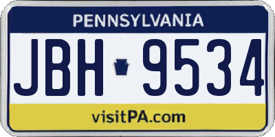 PA license plate JBH9534