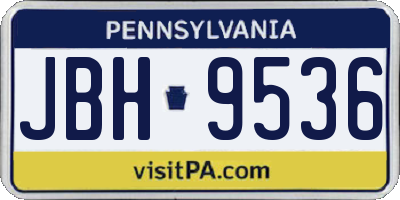 PA license plate JBH9536