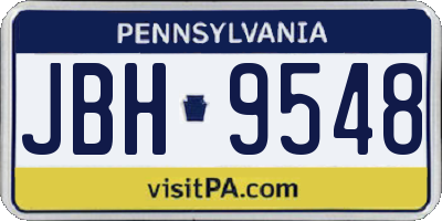 PA license plate JBH9548